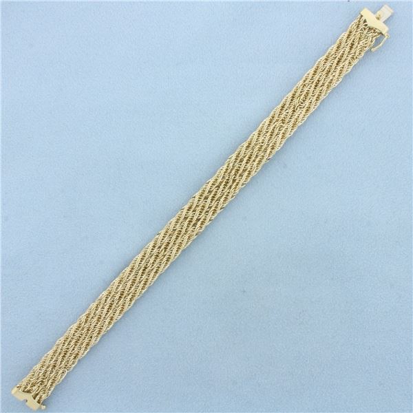 Wide Triple Rope Link Bracelet in 14k Yellow Gold