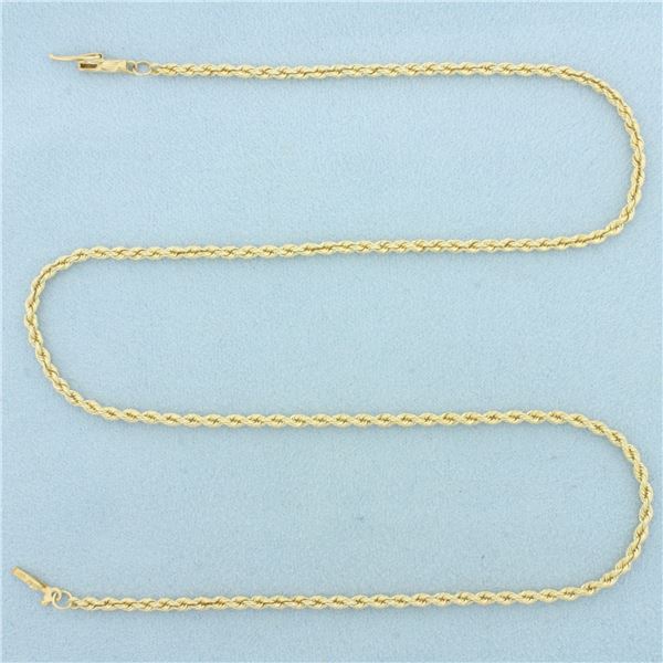 18 Inch Rope Link Chain Necklace in 14k Yellow Gold