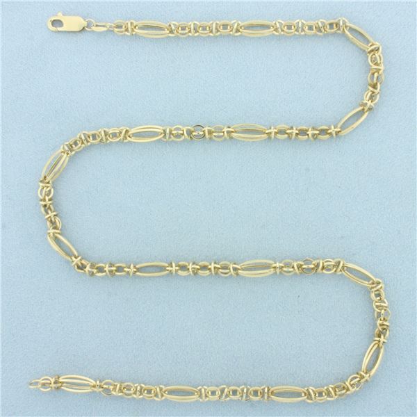 18 Inch 3D Figaro Oval and Round Link Necklace in 10k Yellow Gold
