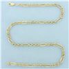 Image 1 : 18 Inch 3D Figaro Oval and Round Link Necklace in 10k Yellow Gold