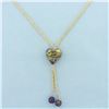 Image 2 : Murano Glass Heart Necklace in 14k Yellow Gold
