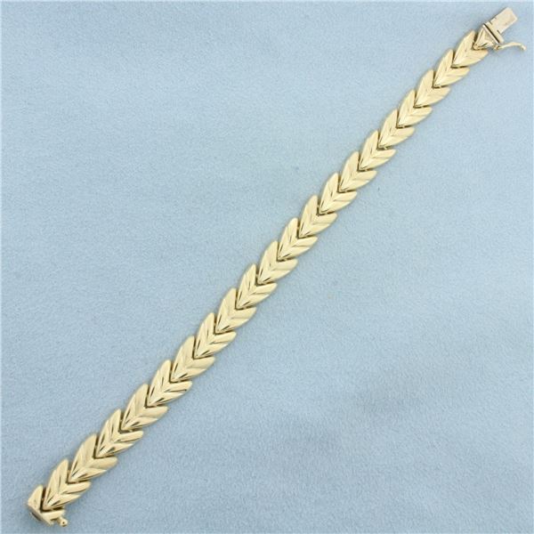 Satin and High Polish Finish Chevron Design Bracelet in 14k Yellow Gold