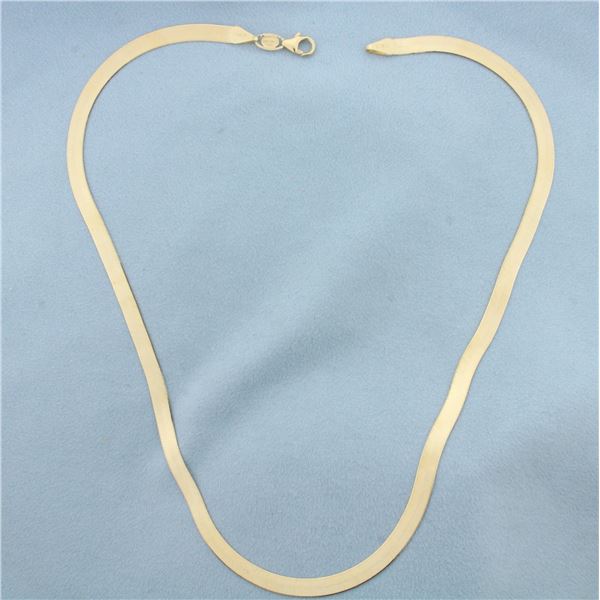 18 Inch Italian Liquid Gold Herringbone Link Chain Necklace in 14k Yellow Gold