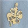 Image 1 : Diamond Cut Four Leaf Clover Pendant in 14k Yellow Gold