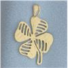 Image 2 : Diamond Cut Four Leaf Clover Pendant in 14k Yellow Gold