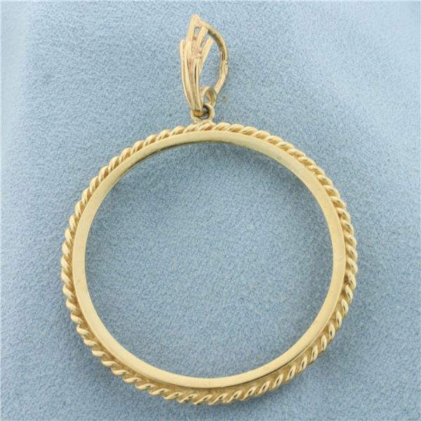 30mm Gold Maple Leaf Coin Bezel Pendant in 14k Yellow Gold