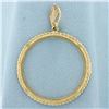 Image 2 : 30mm Gold Maple Leaf Coin Bezel Pendant in 14k Yellow Gold