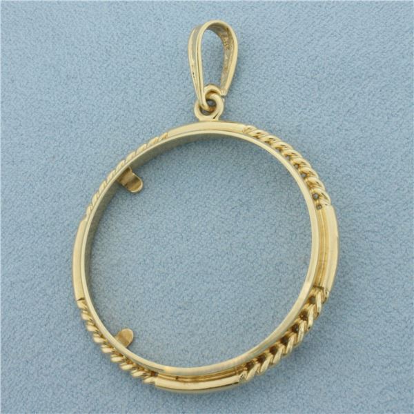 34mm Double Eagle Gold Coin Bezel Pendant in 14k Yellow Gold