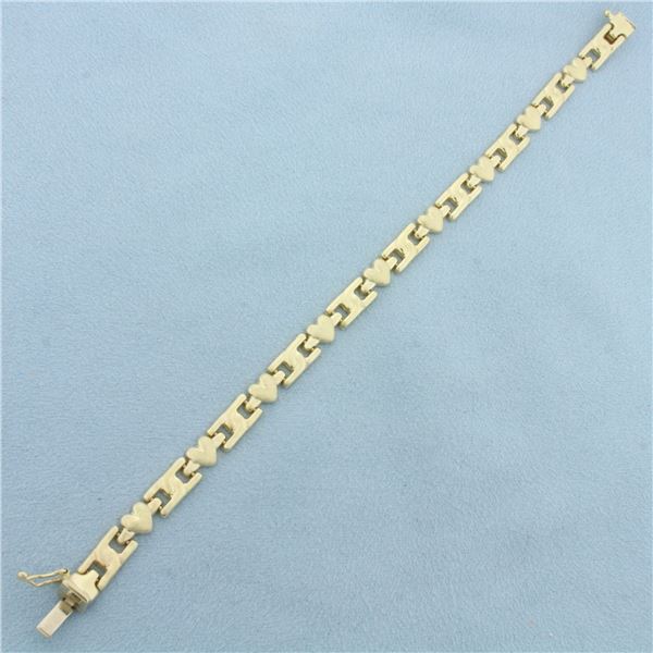 Heart Link Bracelet in 14k Yellow Gold