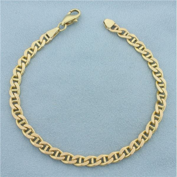 Mens Anchor Mariner Link Bracelet in 14k Yellow Gold