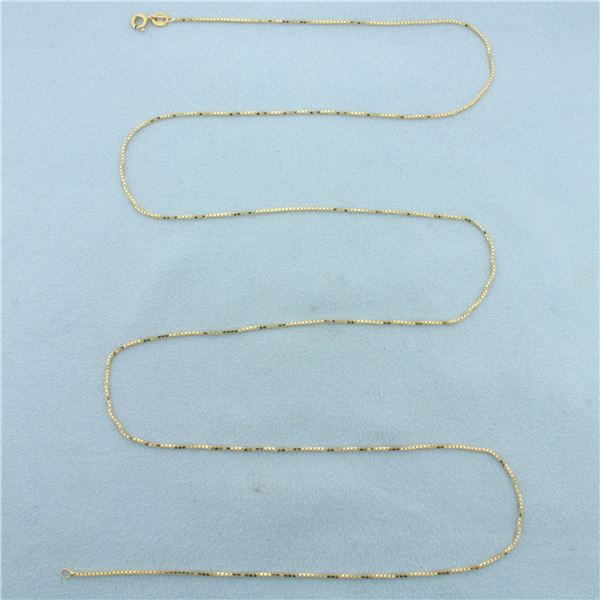 30 Inch Italian Box Link Chain Necklace in 14k Yellow Gold