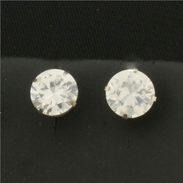 CZ Stud Earrings in 14k White Gold