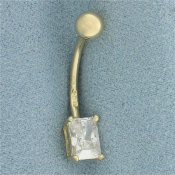 CZ Belly Ring in 14k Yellow Gold