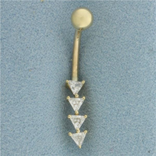 CZ Belly Ring in 14k Yellow Gold
