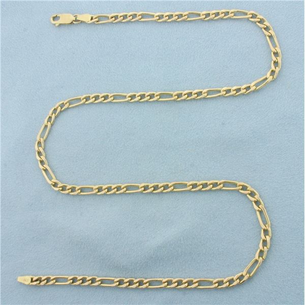 18 Inch Italian Figaro Link Chain Necklace in 14k Yellow Gold