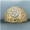 Image 1 : Diamond Filigree Ring in 14k Yellow Gold