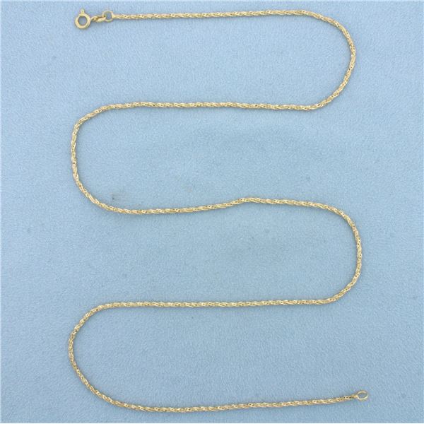 23 Inch Wheat Twist Link Chain Necklace in 18k Yellow Gold