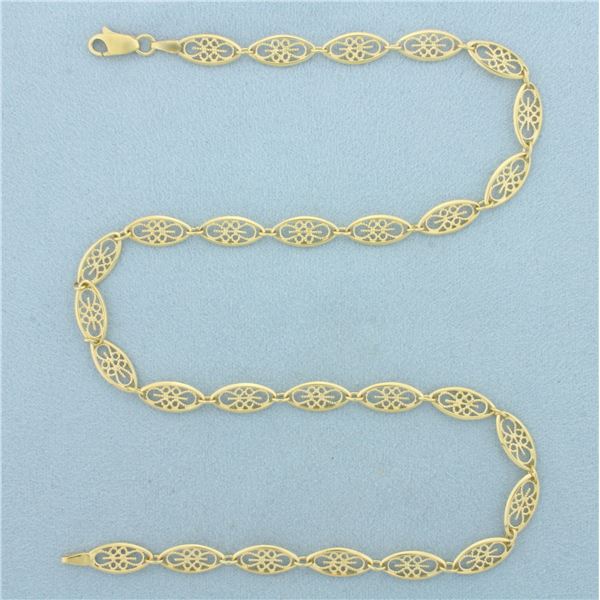 Filigree Link Necklace in 14k Yellow Gold