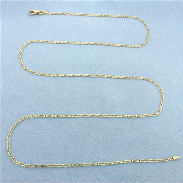 26 Inch Figaro Link Chain Necklace in 14k Yellow Gold