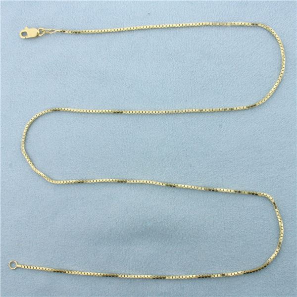 20 Inch Italian Box Link  Chain Necklace in 14k Yellow Gold