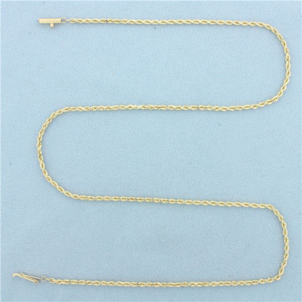 20 Inch Italian Rope Link Chain Necklace in 14k Yellow Gold