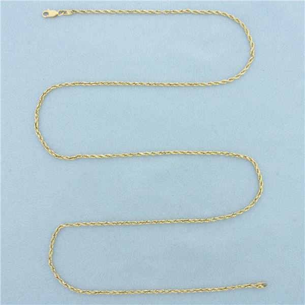 24 Inch Rope Link Chain Necklace in 14k Yellow Gold