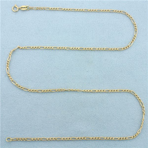 18 Inch Italian Figaro Link Chain Necklace in 14k Yellow Gold