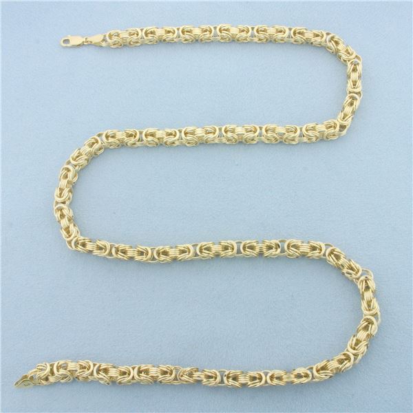 21 Inch Byzantine Link Chain Necklace in 14k Yellow Gold