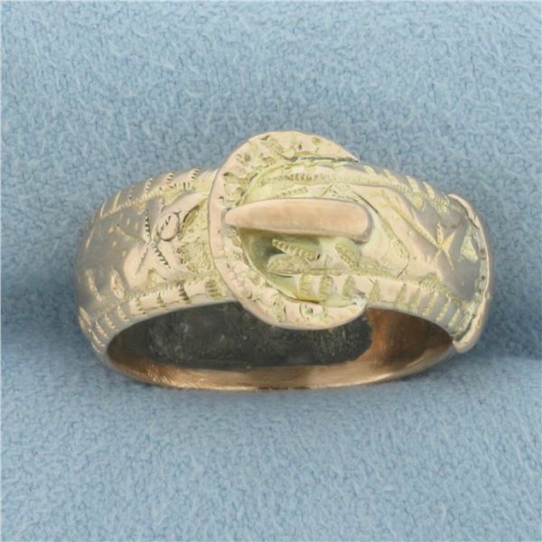 Antique European Buckle Ring in 8k Yellow and Rose Gold