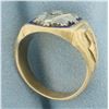 Image 4 : Vintage Diamond Masonic Ring in 14k Yellow Gold