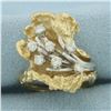 Image 1 : Diamond Splash Wave Design Ring in 14k Yellow Gold