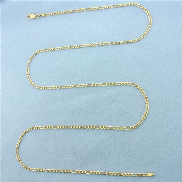 26 Inch Italian Figaro Link Chain Necklace in 14k Yellow Gold