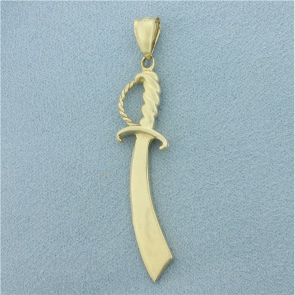 Scimitar Sword Pendant in 14k Yellow Gold