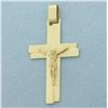 Image 1 : Modern Italian Crucifix Cross Pendant in 14k Yellow Gold
