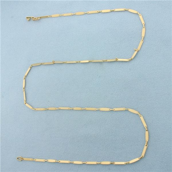 20 Inch Bar Link  Necklace in 18k Yellow Gold