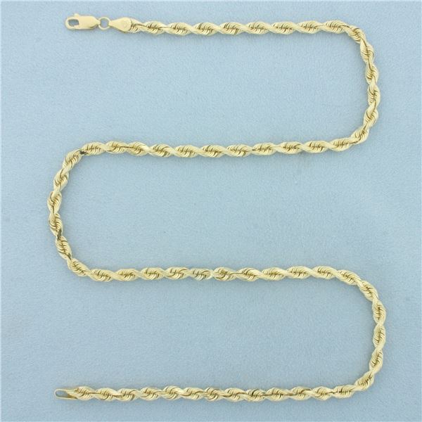 20 Inch Rope Link Chain Necklace in 14k Yellow Gold