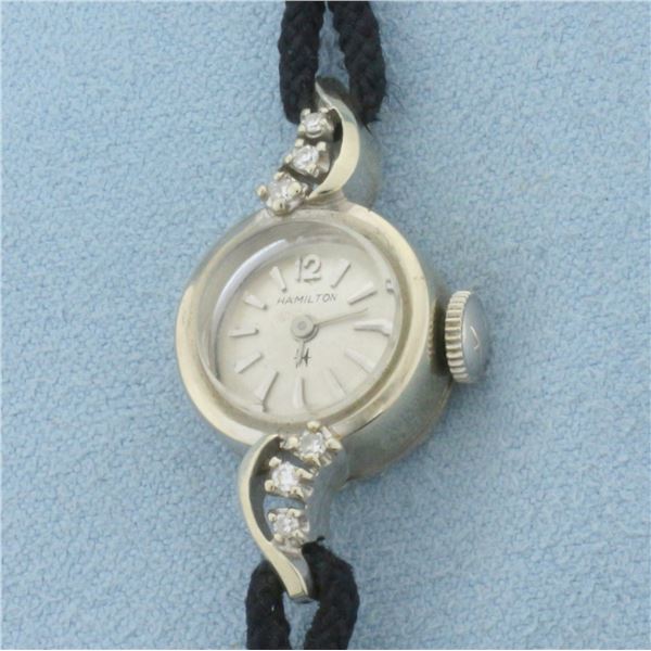 Ladies Vintage Hamilton Windup Watch in 14k White Gold