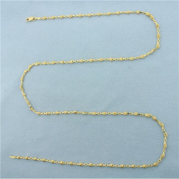 24 Inch Italian Knot Link Chain Necklace in 14k Yellow Gold
