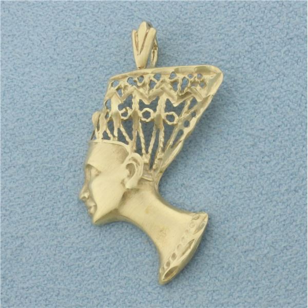 Queen Nefertiti Pendant in 14k Yellow Gold