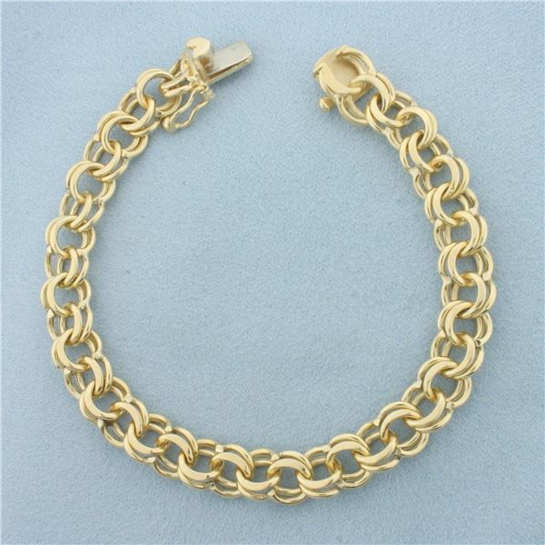 Double Loop Charm Bracelet in 14k Yellow Gold