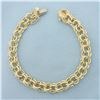 Image 1 : Double Loop Charm Bracelet in 14k Yellow Gold