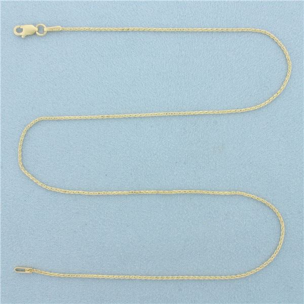 16 Inch Wheat Link  Choker Necklace in 14k Yellow Gold