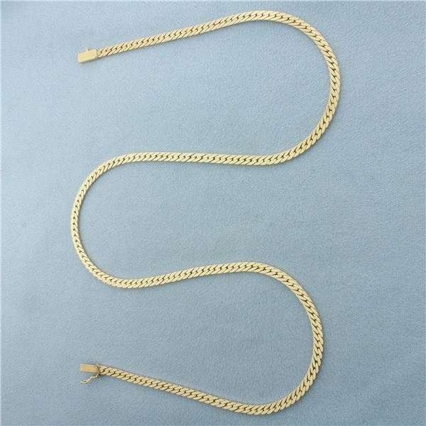 18 Inch Herringbone Link Chain Necklace in 14k Yellow Gold
