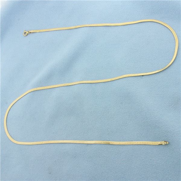 Reversible 20 Inch Herringbone Link Chain Necklace in 14k Yellow Gold