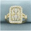 Image 1 : Filigree Diamond Ring in 14k Yellow Gold