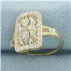 Image 2 : Filigree Diamond Ring in 14k Yellow Gold