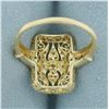 Image 4 : Filigree Diamond Ring in 14k Yellow Gold
