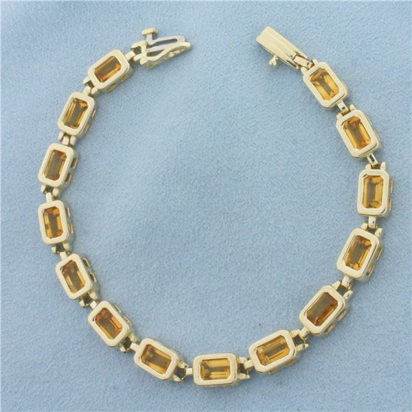 Citrine Bezel Set Tennis Bracelet in 14k Yellow Gold