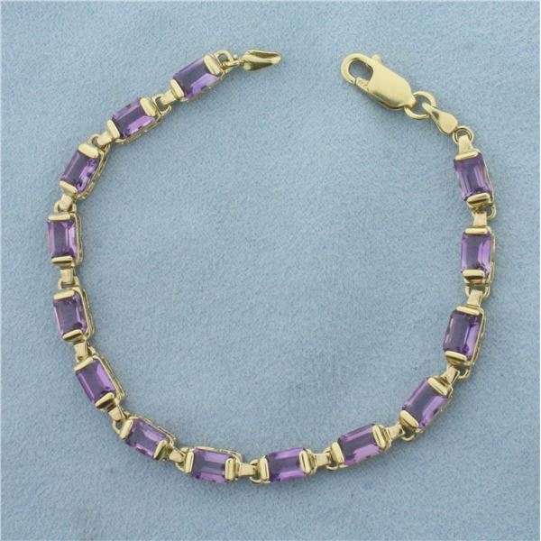 Amethyst Tennis Bracelet in 14k Yellow Gold