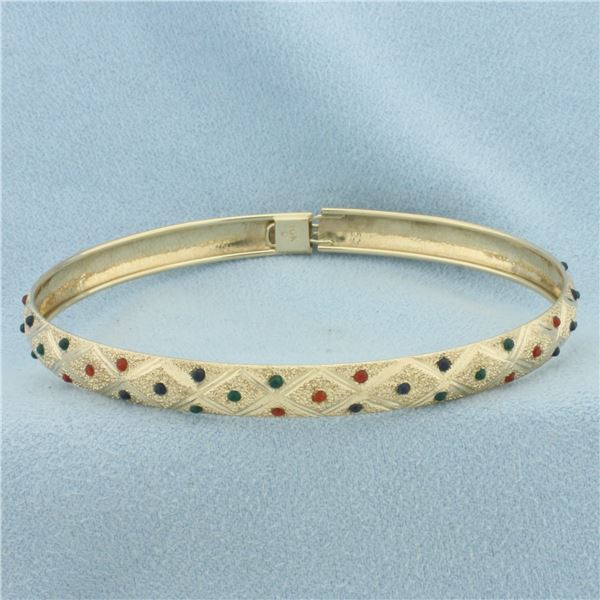 Enamel Bangle Bracelet in 10k Yellow Gold